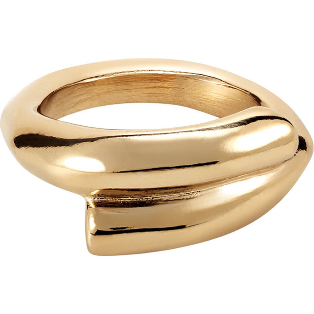Unode50 Closed In The Middle Tube-shaped Metal Alloy Ring In Gold