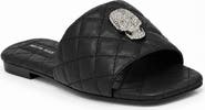 PHILIPP PLEIN Nappa Flat Matelasse Sandals Crystal Skull Women
