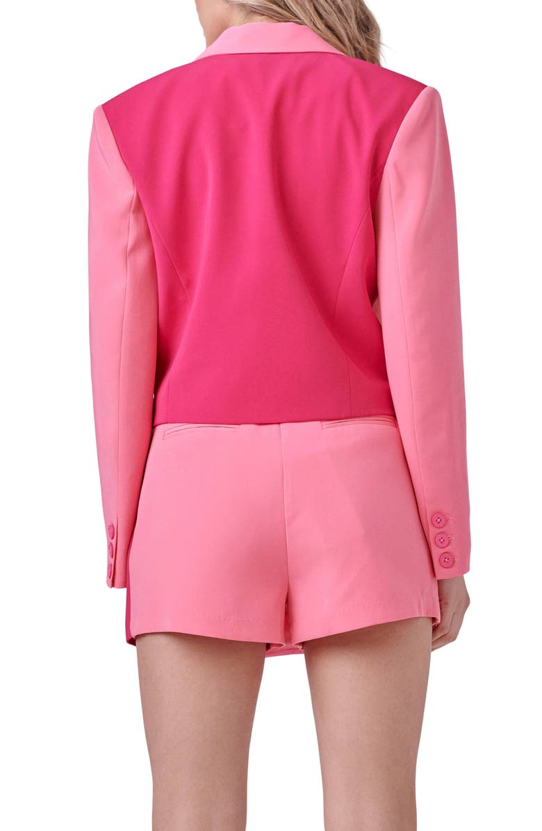Endless Rose Colorblock Crop Blazer, Alternate, color, Pink/ Fuchsia