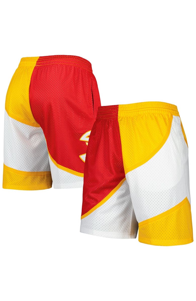 Mitchell & Ness Men's Mitchell & Ness Red/Yellow Atlanta Hawks Hardwood Classics 1986 Split Swingman Shorts, Main, color, Red