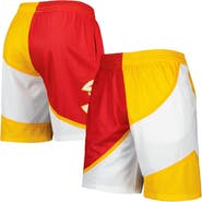 Mitchell & Ness Men's Mitchell & Ness Red/Yellow Atlanta Hawks Hardwood Classics 1986 Split Swingman Shorts