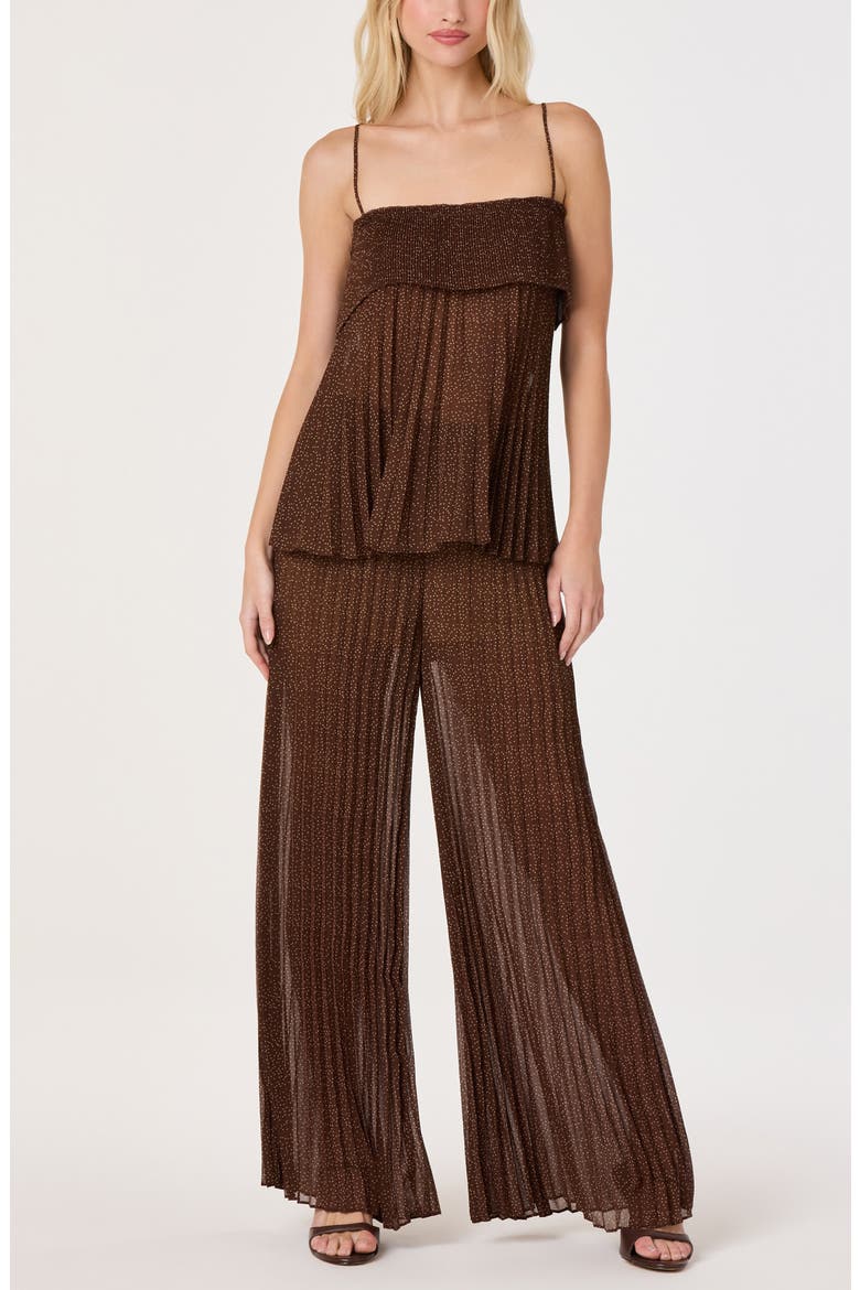Jantine Pleated Top, Alternate, color, BROWN POLKADOT