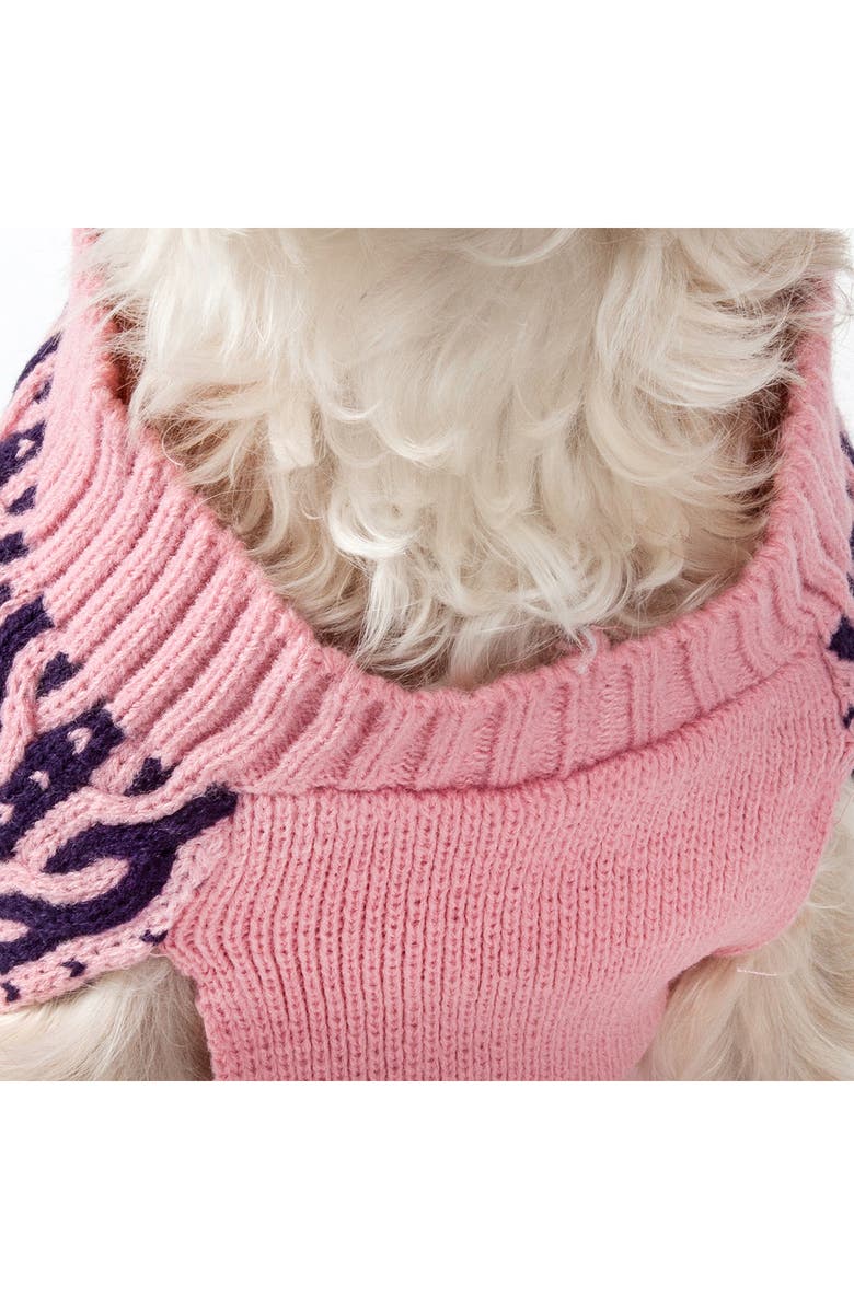PET LIFE Harmonious Dual Weave Sweater - Small, Alternate, color, Pink And Navy Blue