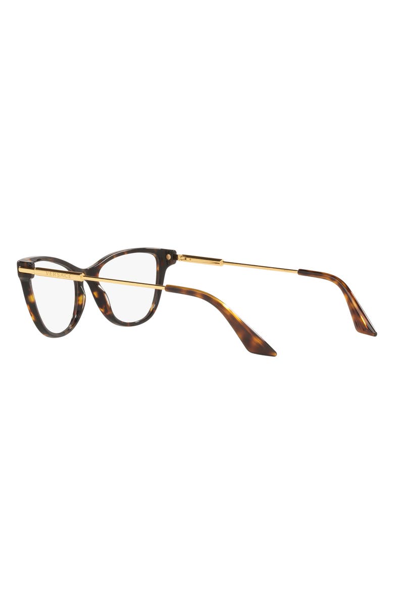 Versace 54mm Cat Eye Optical Glasses, Alternate, color, Havana