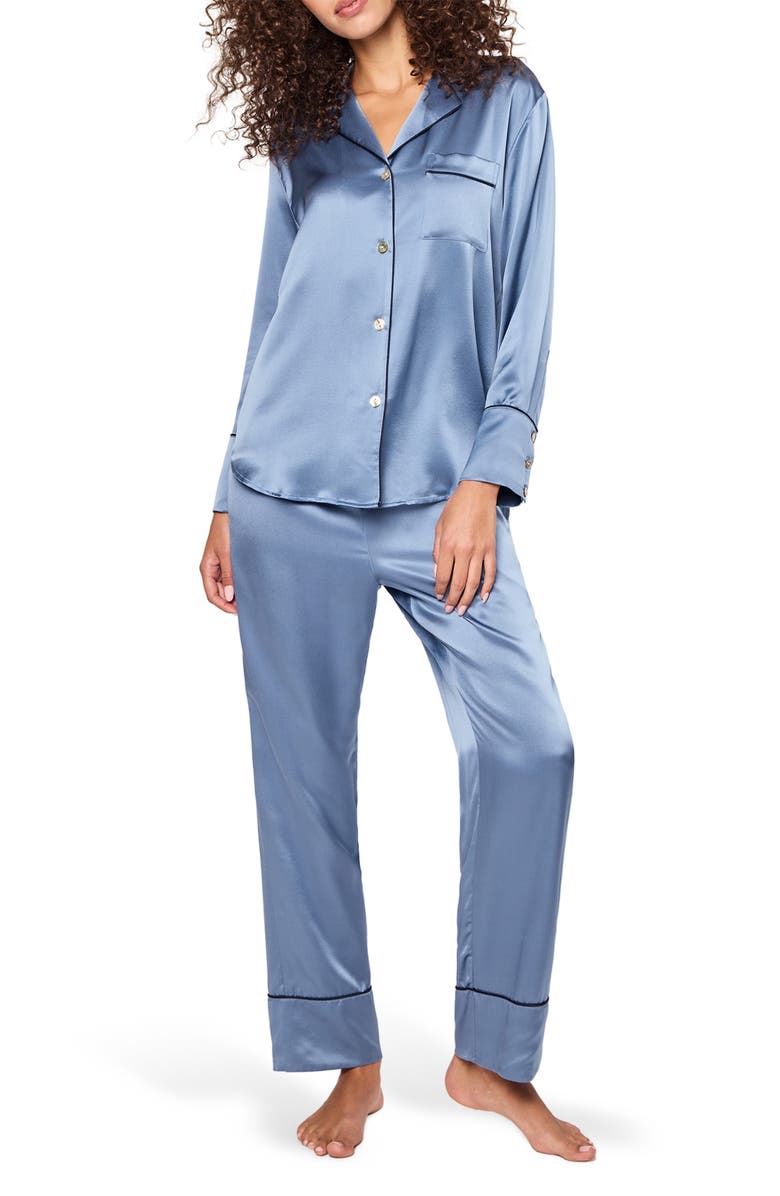 Petite Plume Mulberry Silk Pajamas, Main, color, Blue