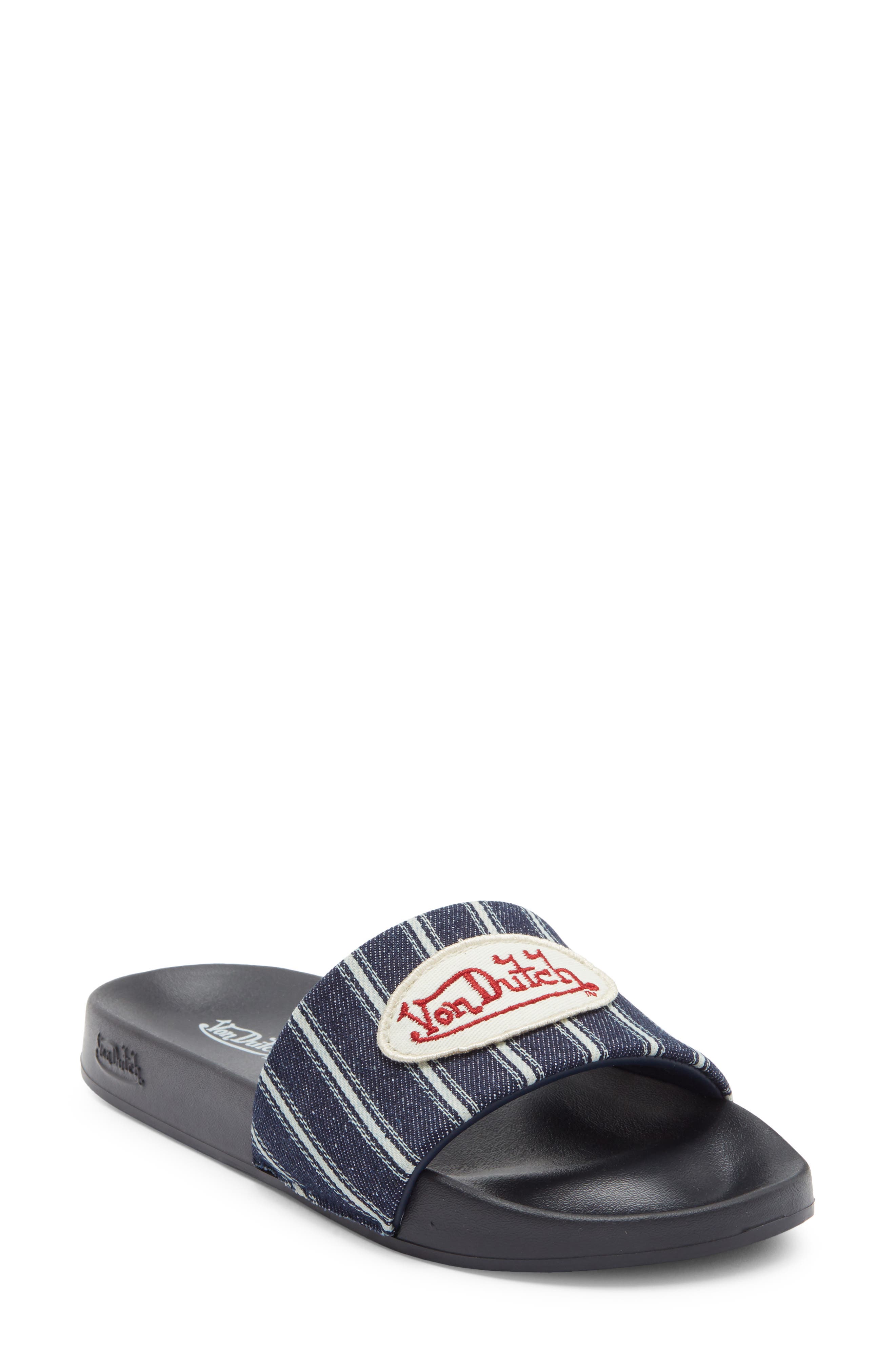 Von Dutch Gridlock Slide Sandal, Main, color, Black/ Navy