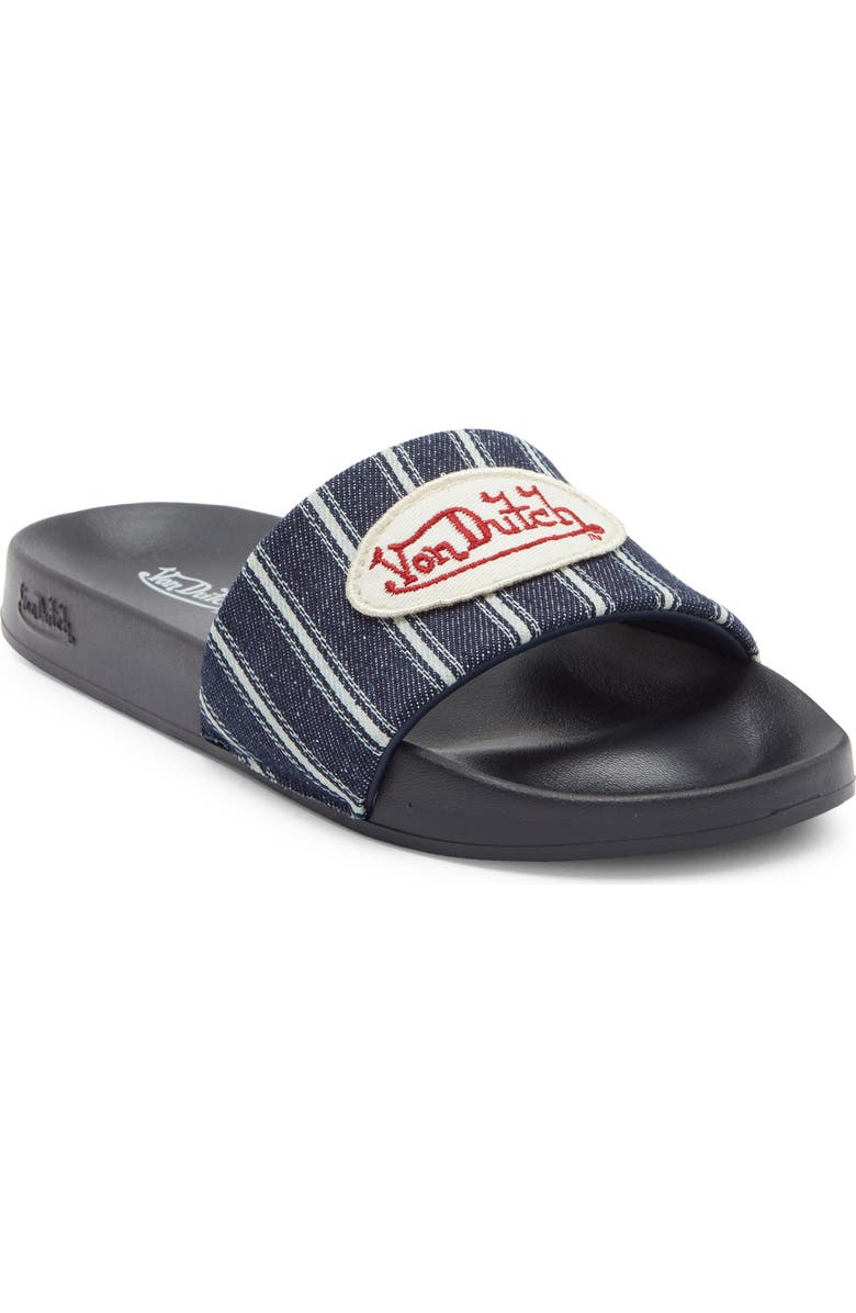 Von Dutch Gridlock Slide Sandal, Main, color, Black/ Navy