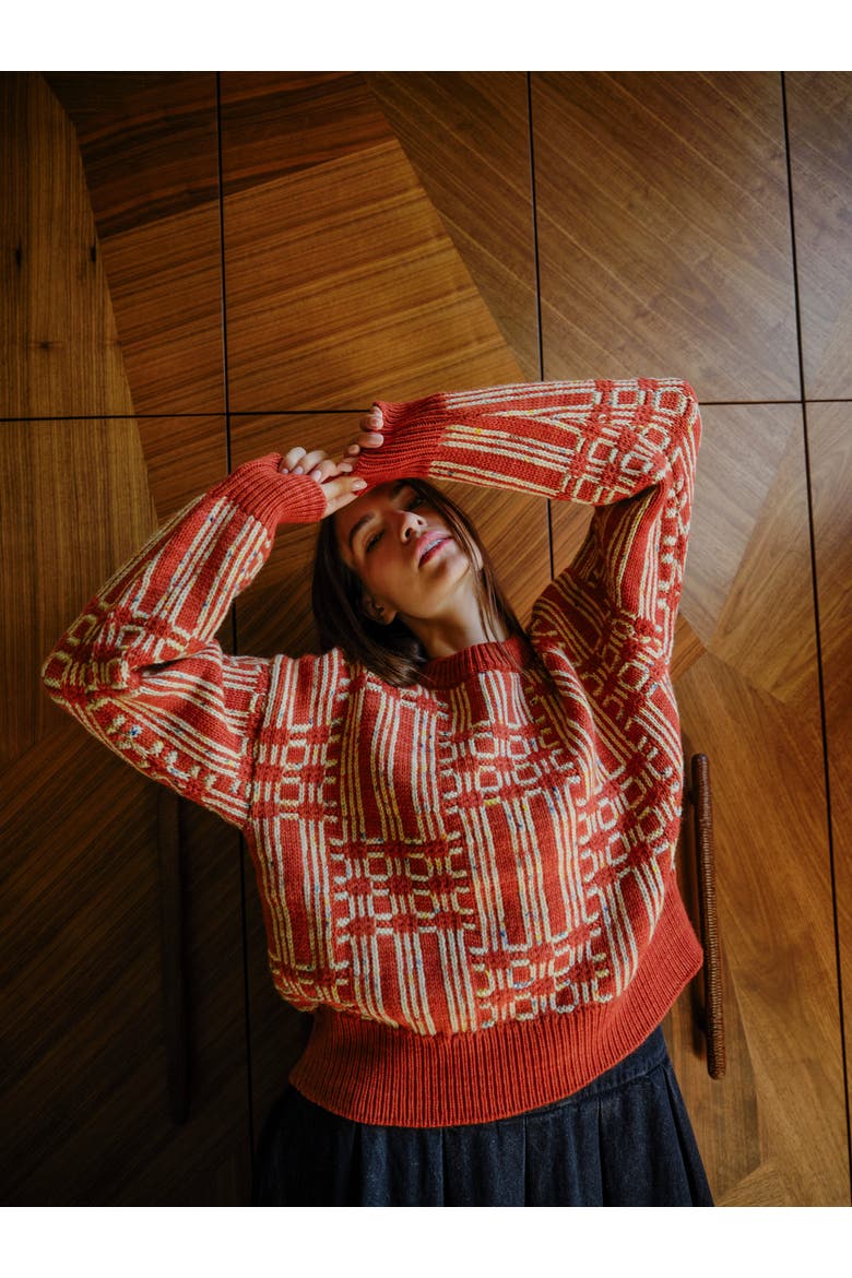 Passing Through Oversized Merino Sweater, Alternate, color, Brick