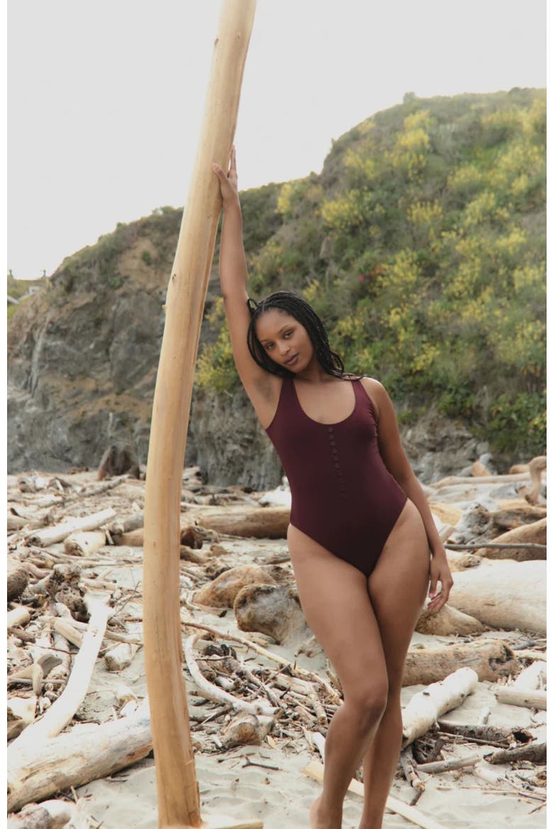 Button One Piece, Alternate, color, Maroon