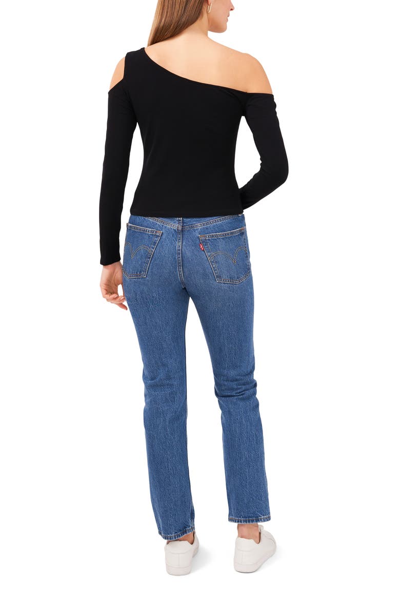 Asymmetric One-Shoulder Top, Alternate, color, RICH BLACK
