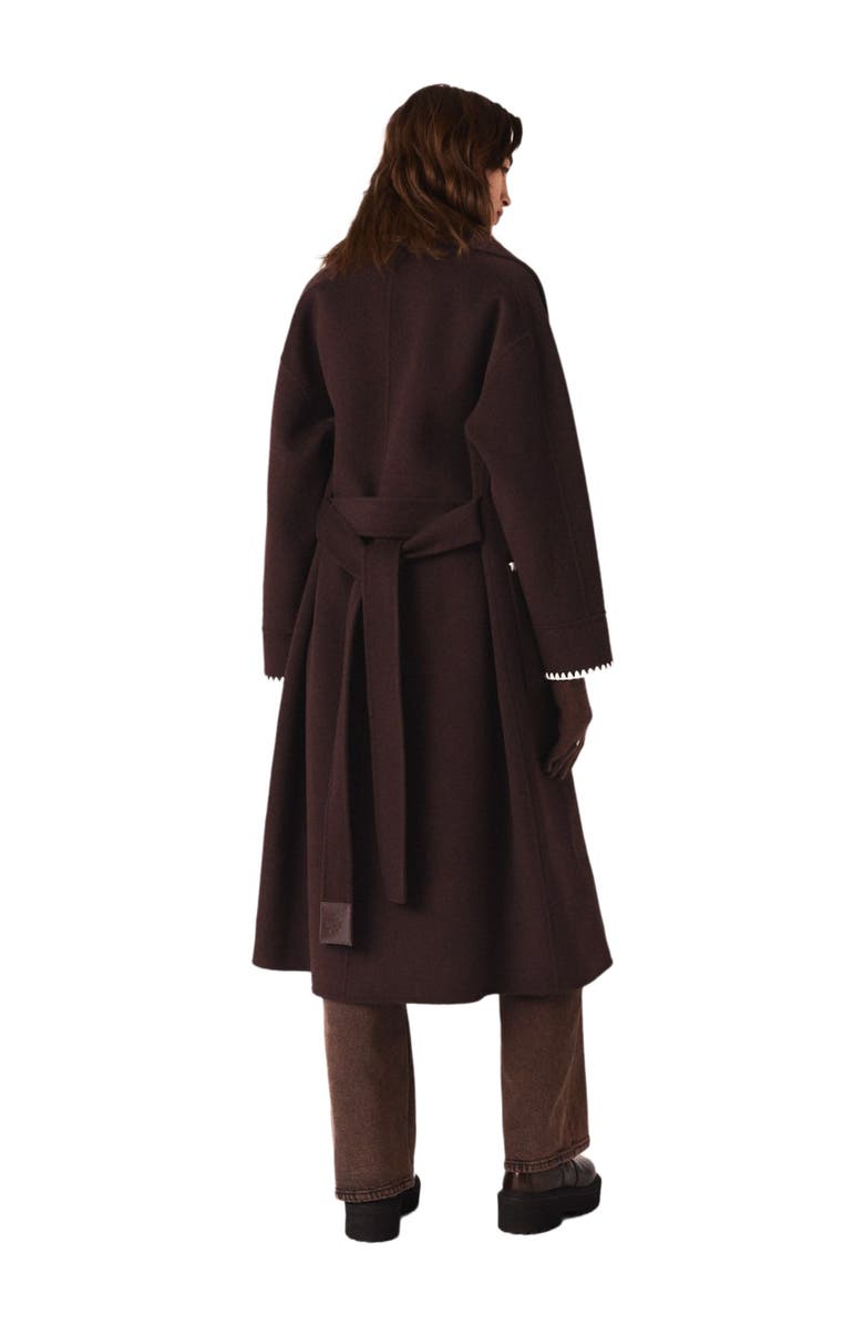 maje Embroidered double-faced coat, Alternate, color, Dark Brown