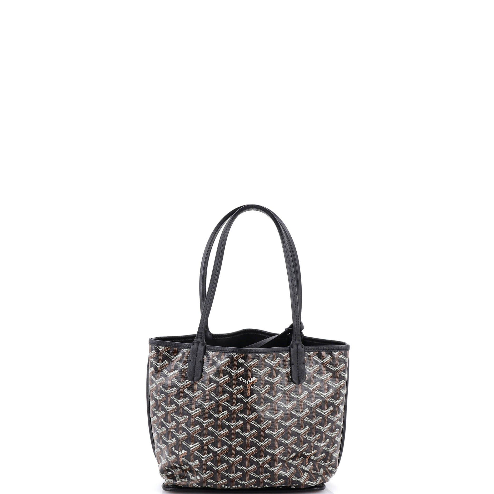 Pre-Owned Goyard Anjou Reversible Tote Coated Canvas Mini, Alternate, color, Black