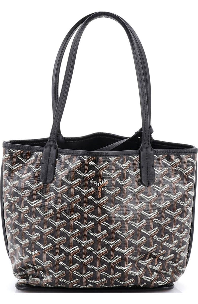 Pre-Owned Goyard Anjou Reversible Tote Coated Canvas Mini, Alternate, color, Black