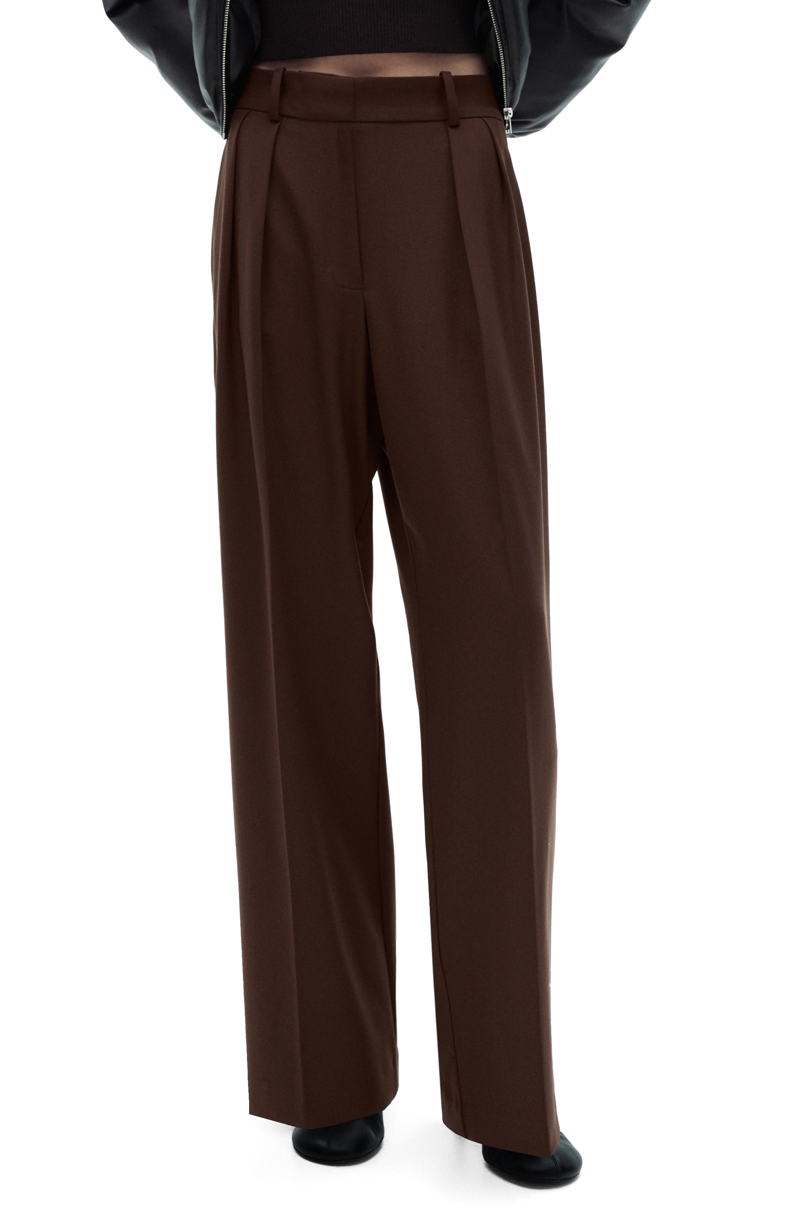 MANGO Pleated Wide Leg Pants