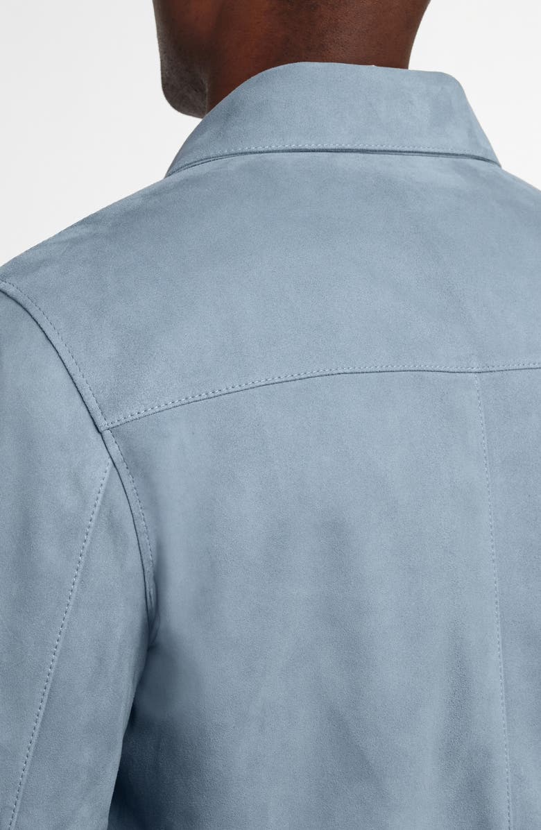 David Donahue City Suede Button-Up Shirt Jacket, Alternate, color, Cloud Blue