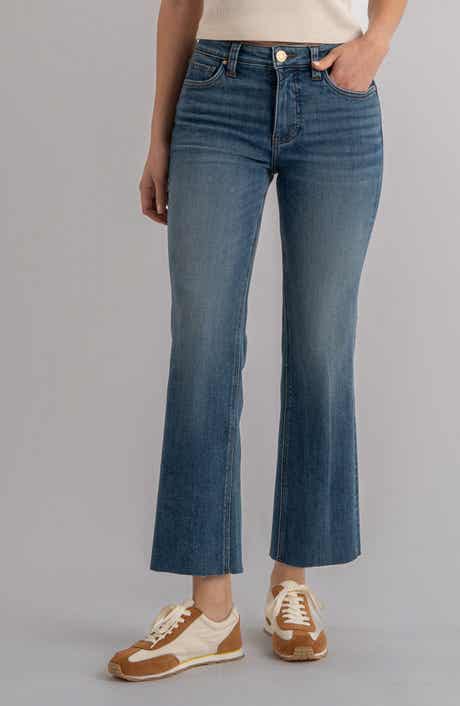 Kelsey Fab Ab Raw Hem High Waist Ankle Flare Jeans
