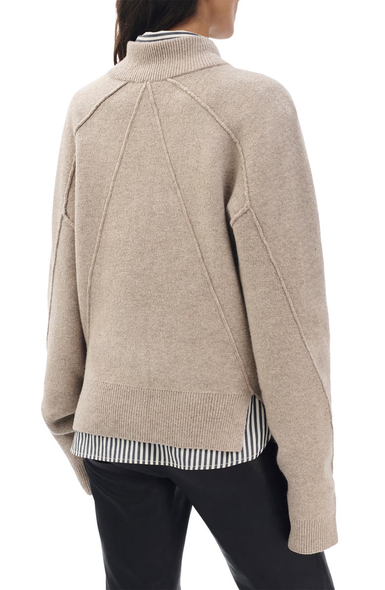 rag & bone Bridget Mock Neck Wool Blend Cardigan, Alternate, color, Taupe