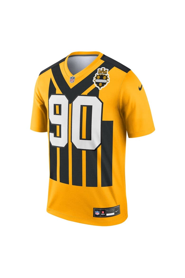 Men's Nike T.J. Watt Gold Pittsburgh Steelers Alternate 1933 Throwback Legend Player Performance Top, Alternate, color, Gold