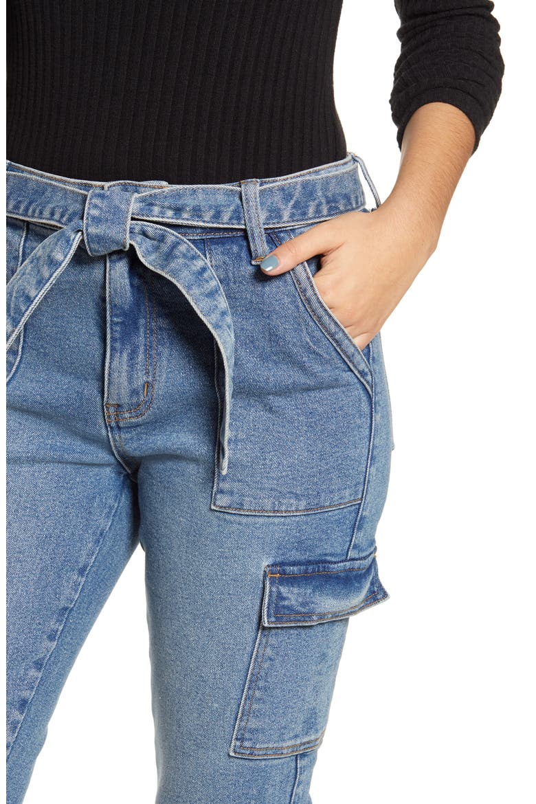 High Waist Cargo Jogger Jeans, Alternate, color, DARK WASH