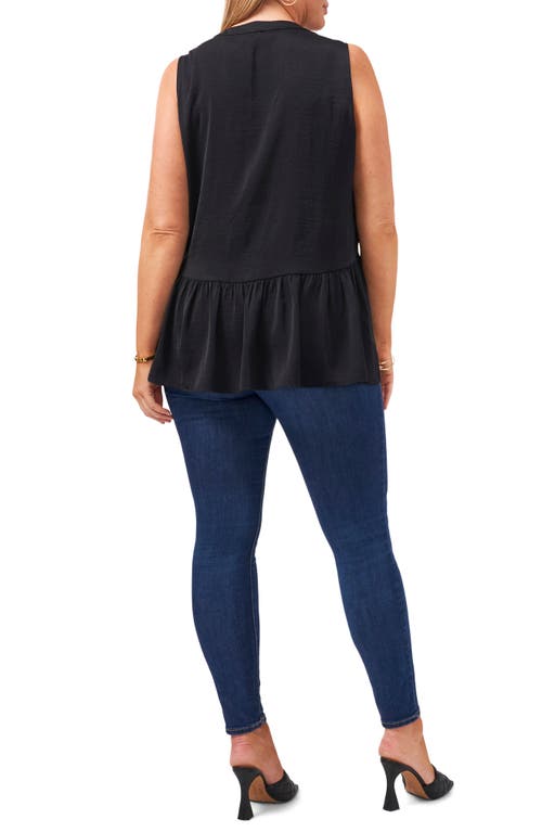 Vince Camuto Ruffle Hem Rumple Satin Top In Black