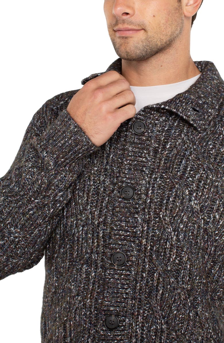 Liverpool Collared Cable Knit Cardigan, Alternate, color, 