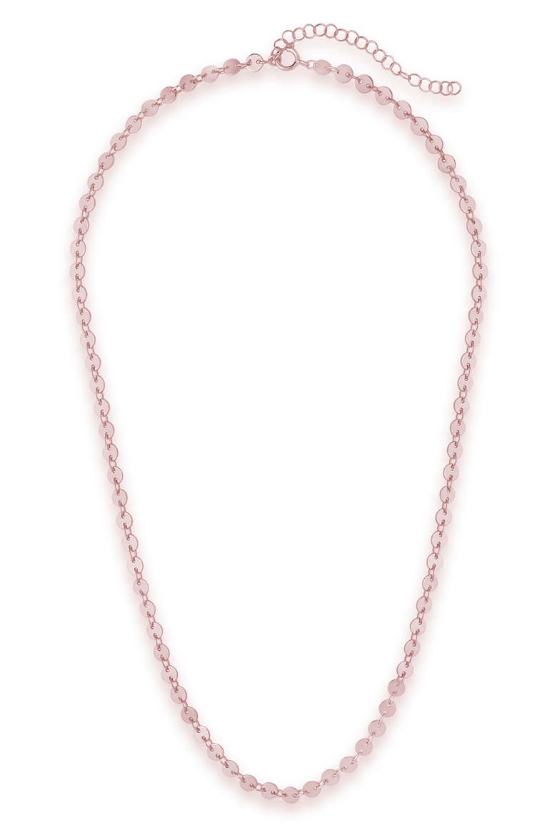 14K Rose Gold Plated Brass Disk Linked Necklace, Alternate, color, ROSE GOLD