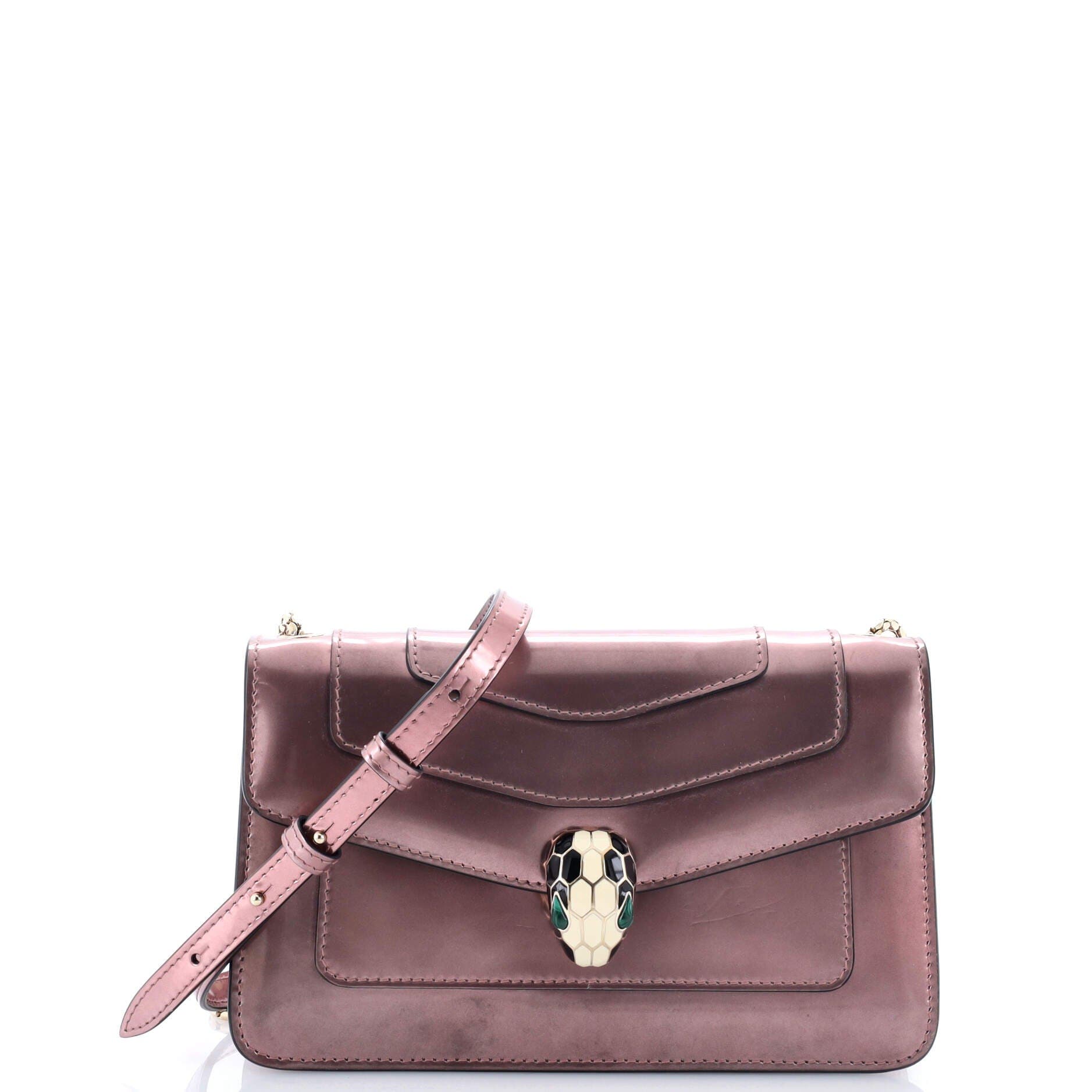 Serpenti Forever Shoulder Bag Metallic Leather Small, Main, color, Metallic Silver