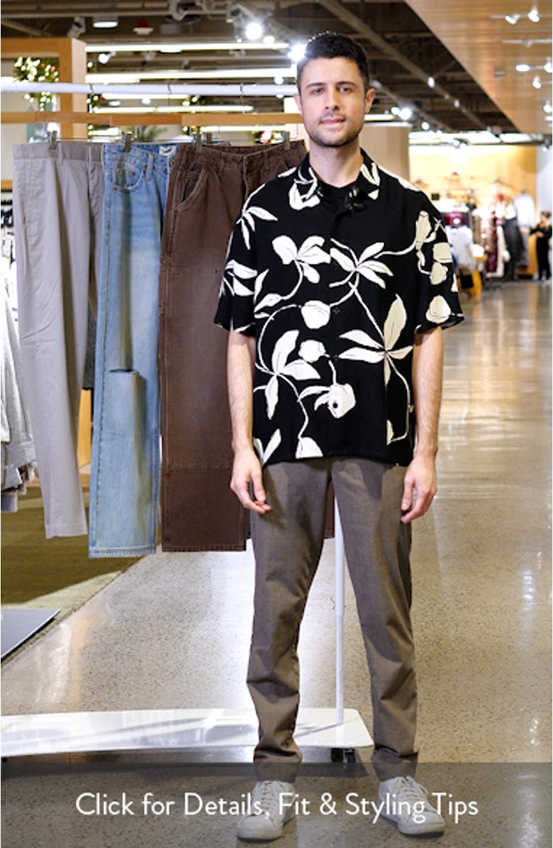 Slub Rayon Short Sleeve Button-Up Resort Shirt, sales video thumbnail