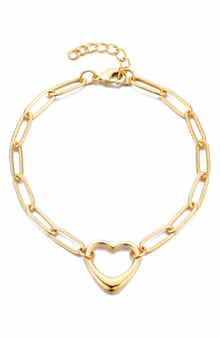 Adornia Heart Charm Paperclip Chain Bracelet