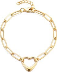 Adornia Heart Charm Paperclip Chain Bracelet