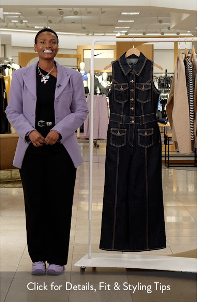 Stephania Topstitch Detail Sleeveless Denim Jumpsuit, sales video thumbnail