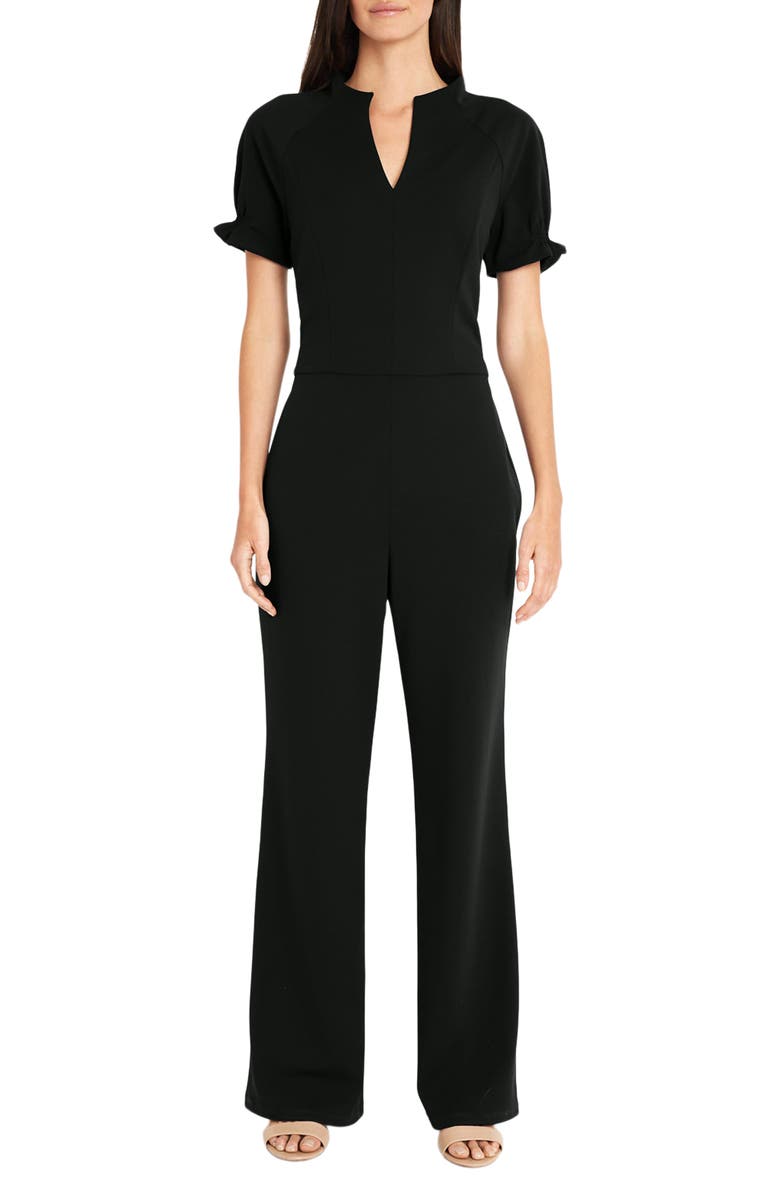 Maggy London Puff Sleeve Flare Leg Jumpsuit, Main, color, Black
