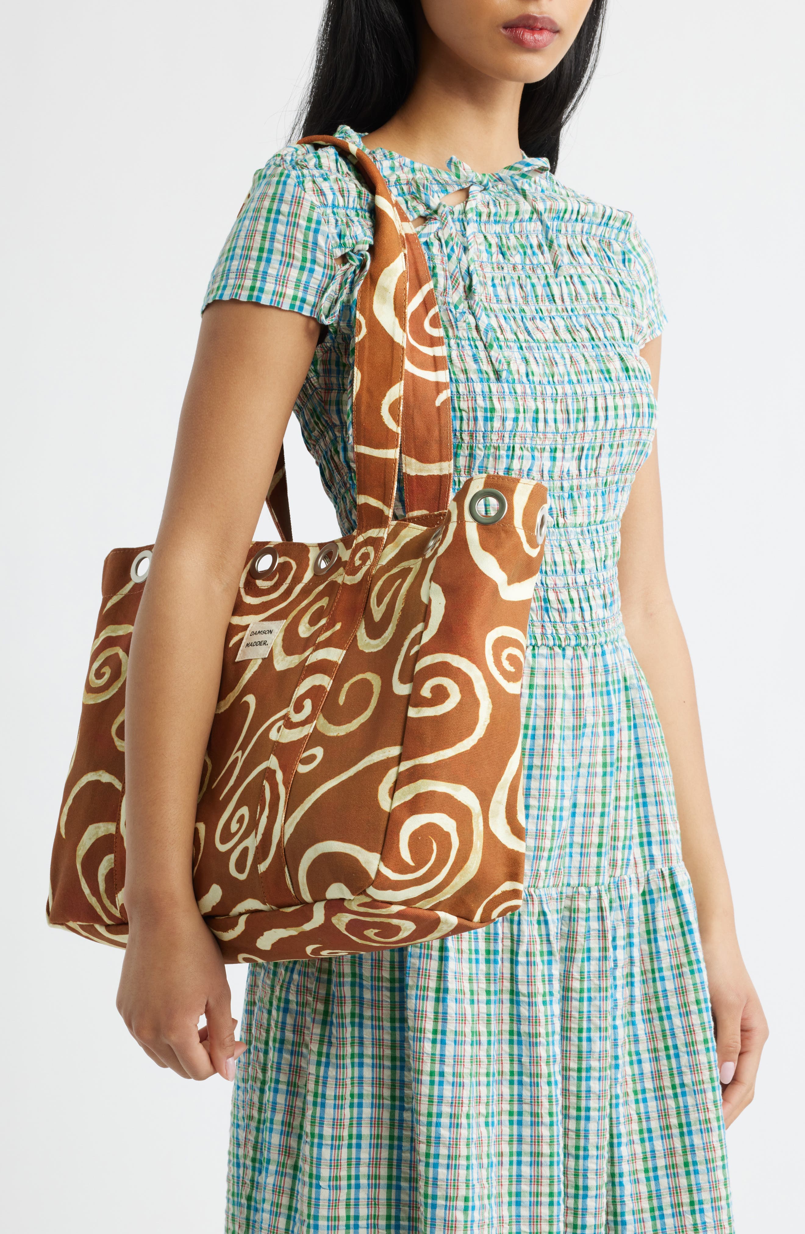 Damson Madder Large Canvas Eyelet Tote, Alternate, color, Brown