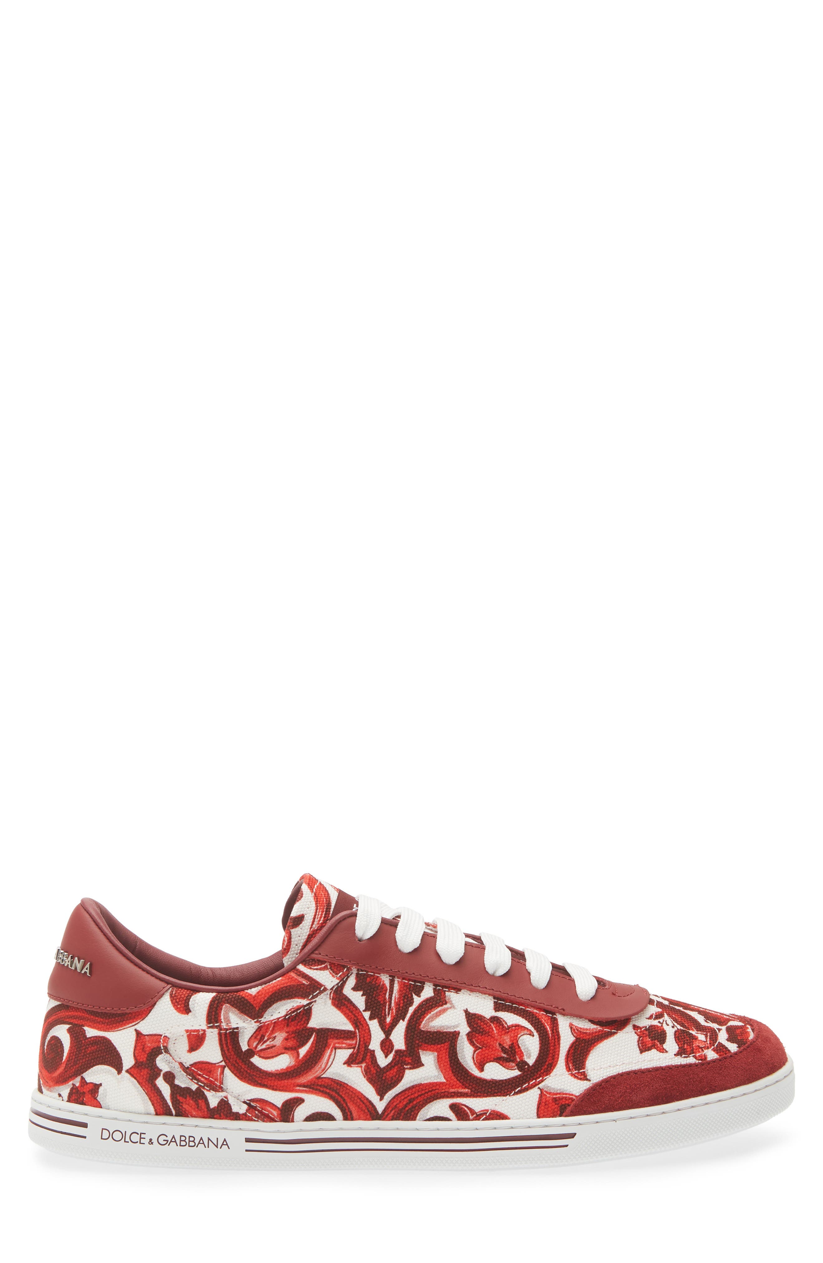 Dolce&Gabbana Majolica Print Low Top Sneaker, Alternate, color, Iy3tn Maiolica 1 Rubino
