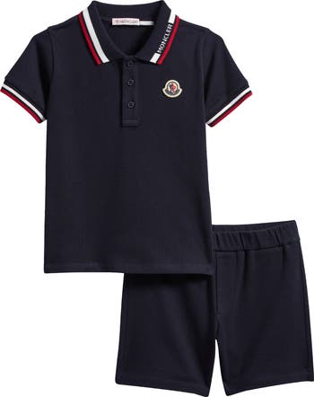 Kids' Logo Patch Cotton Blend Piqué Polo & Shorts Set