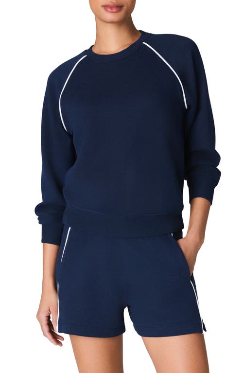 Spanx Airpique Crewneck Sweatshirt In Timeless Navy