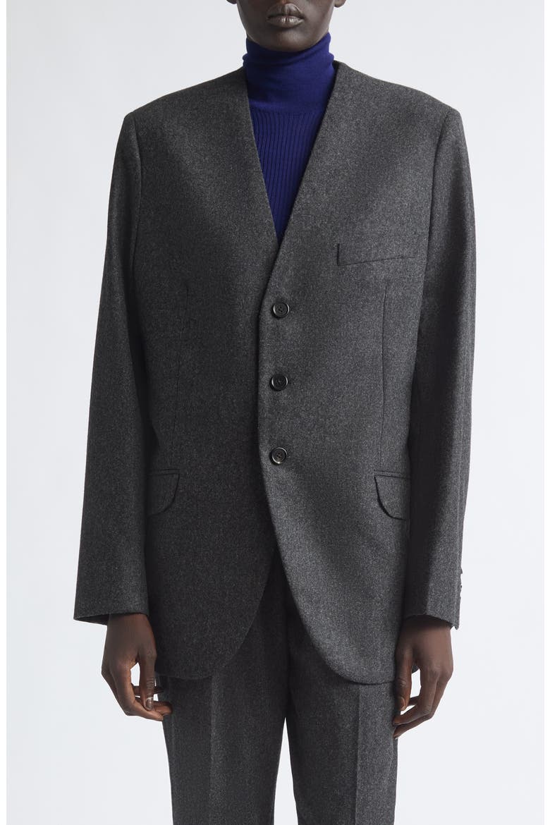 Fitted Long Wool Blazer, Main, color, STORM GREY