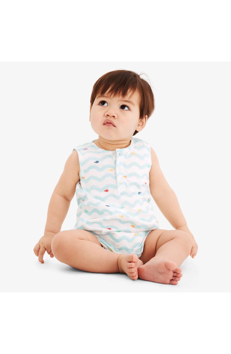 Primary Baby Henley Tank Shortie In Rainbow Fish, Alternate, color, 