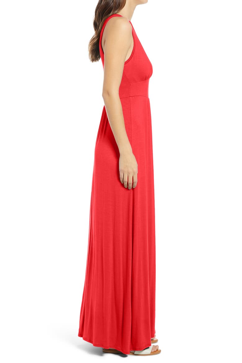 V-Neck Jersey Maxi Dress, Alternate, color, RED LIPSTICK