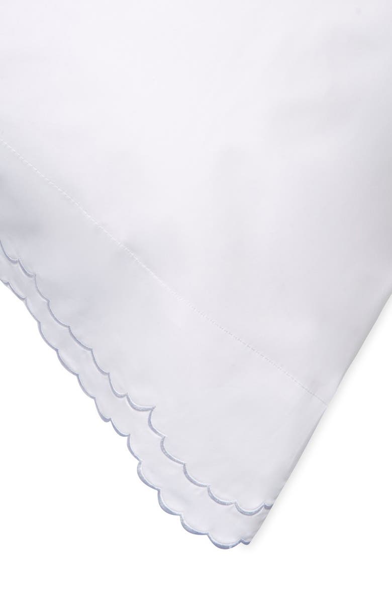MELANGE HOME Set of 2 Double Scallop Embroidered 300 Thread Count Cotton Pillowcases, Alternate, color, White