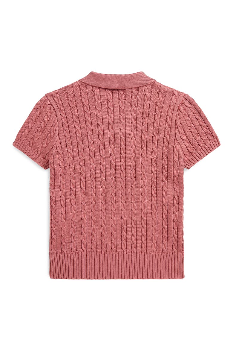 Kids' Mini Cable Cotton Polo Sweater, Alternate, color, PINK
