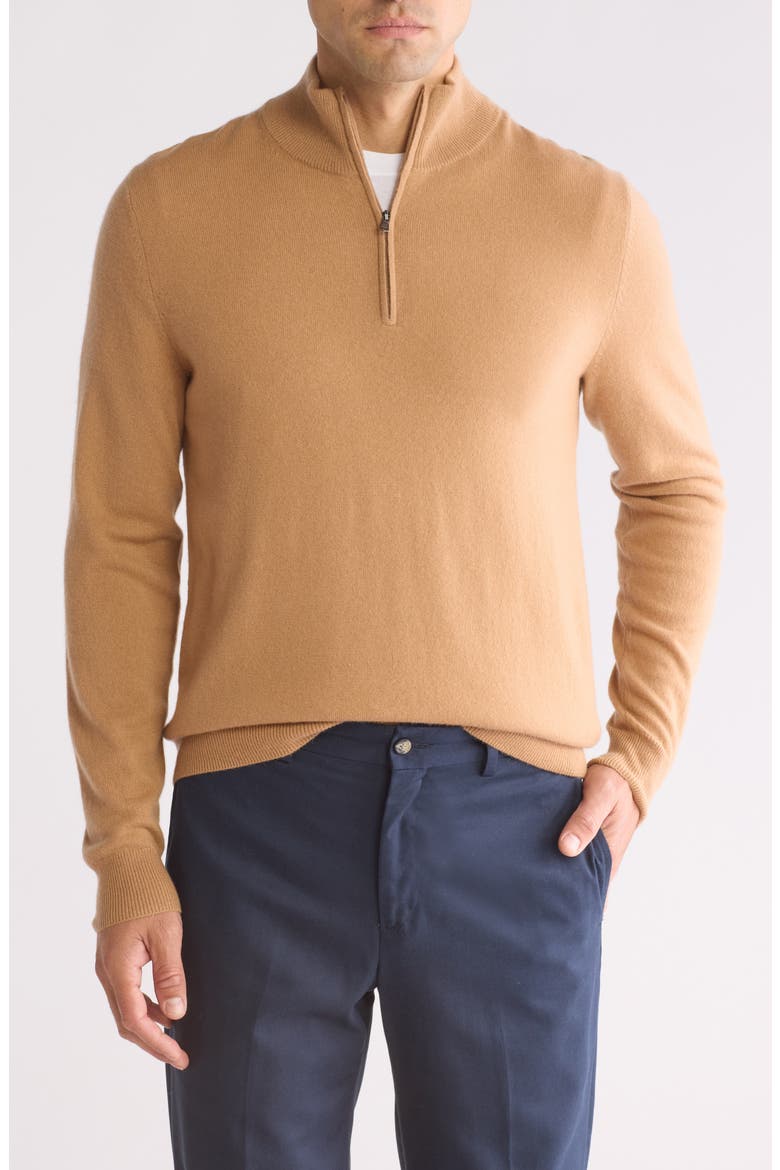 Cashmere Quarter-Zip Pullover, Main, color, CAMEL