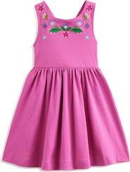 Mini Boden Kids' Embroidered Cotton Crossback Tank Dress
