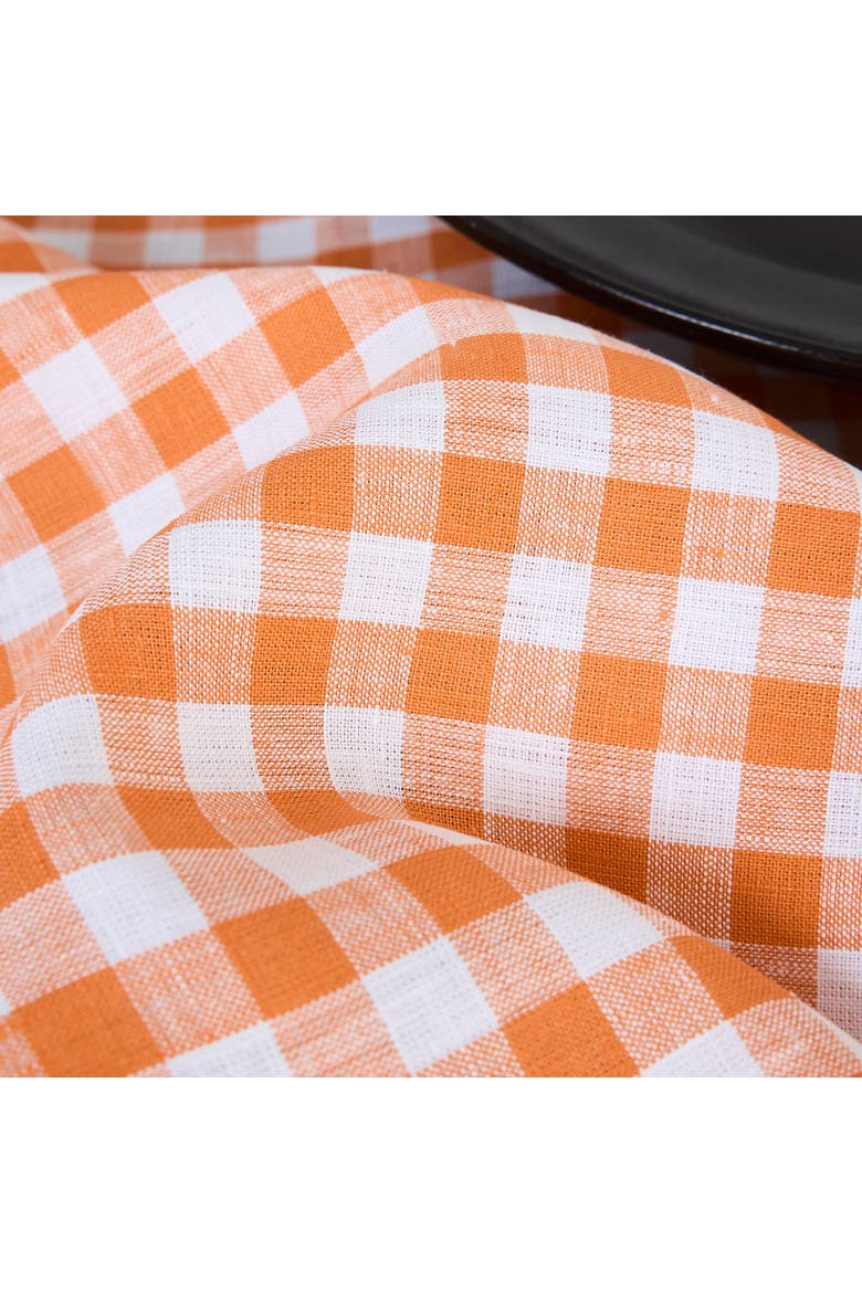 Linen Table Runner - Gingham Check, Alternate, color, Muskmelon