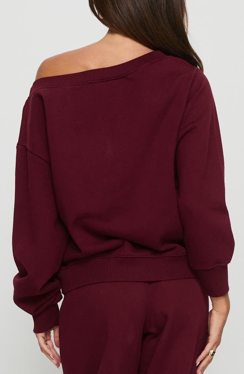 Princess Polly One-Shoulder Sweatshirt, Alternate, color, Currant