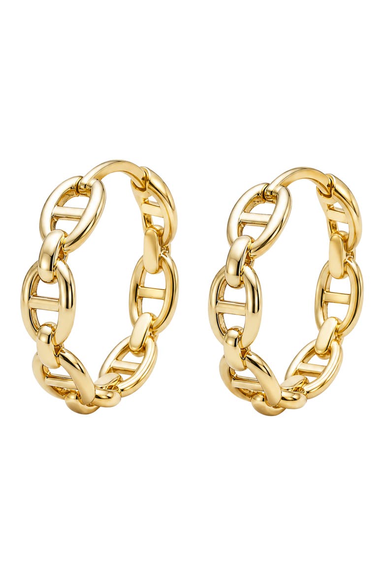 Mariner Link Huggie Hoop Earrings, Main, color, GOLD