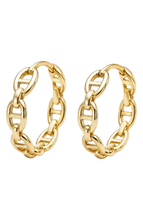 Mariner Link Huggie Hoop Earrings