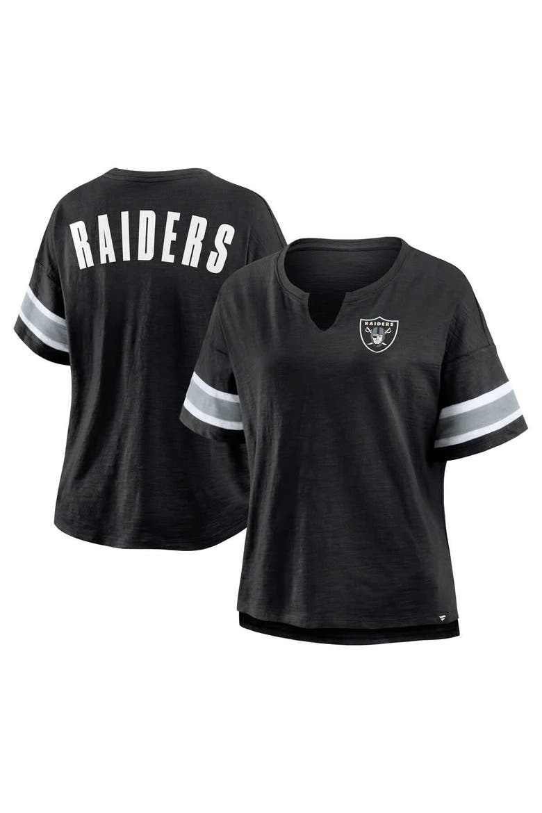 Women's Fanatics Black Las Vegas Raiders Plus Size Redzone Notch Neck T-Shirt, Alternate, color, Black