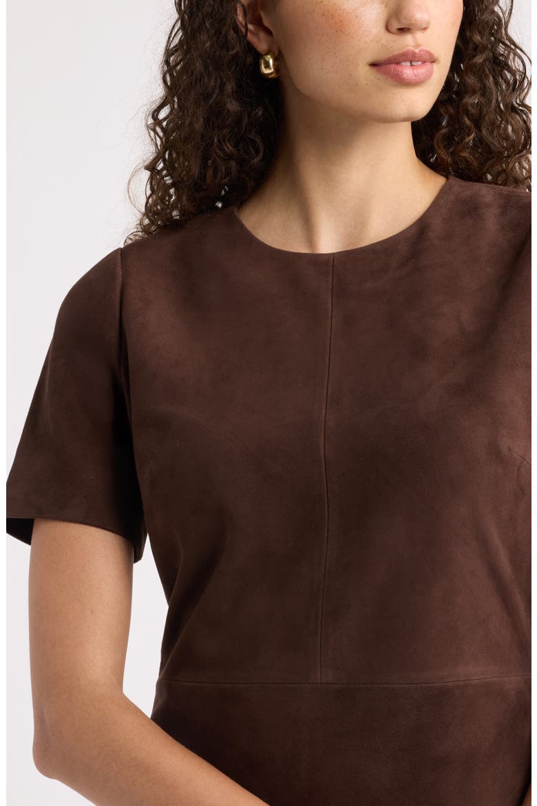 Short Sleeve Suede Dress, Alternate, color, BROWN COFFEE