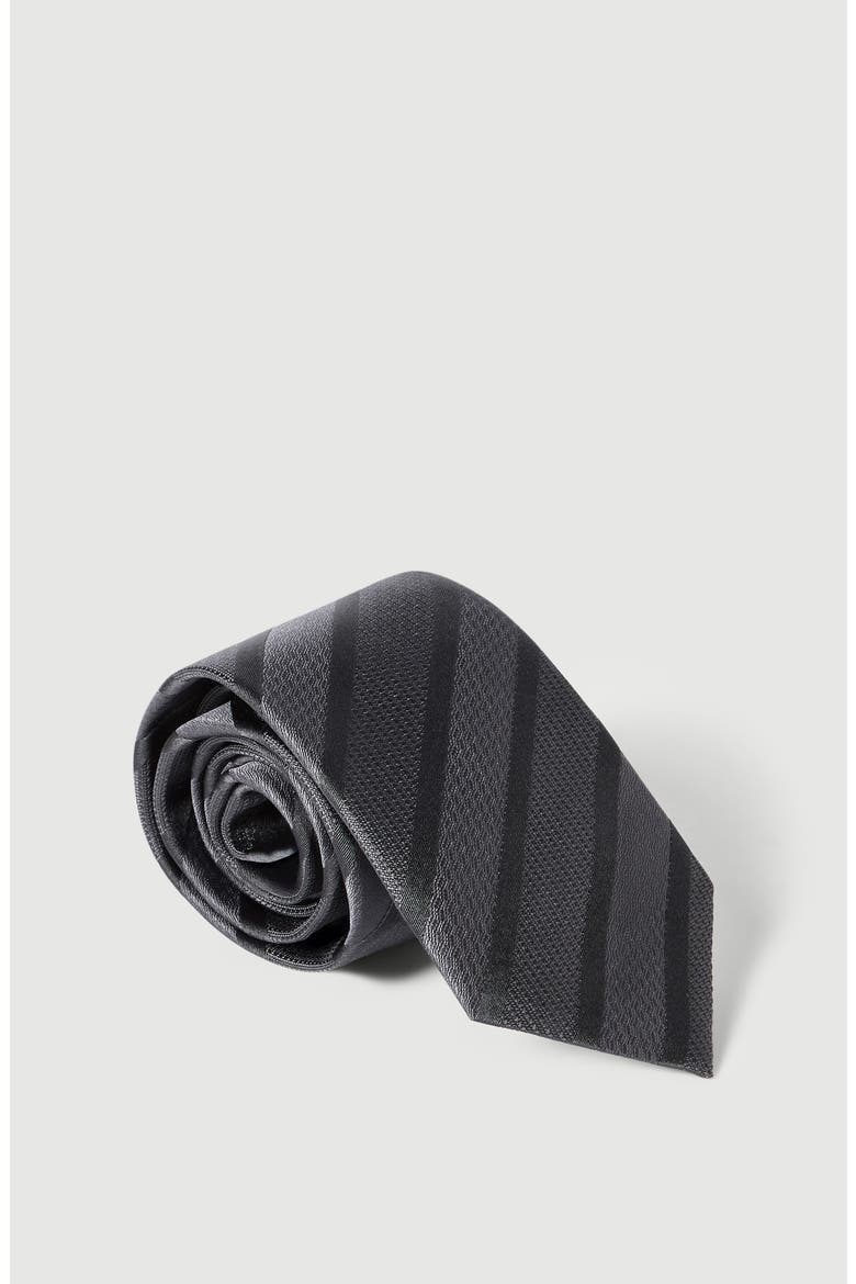 Texured tone-on-tone stripe silk tie, Alternate, color, Dark Grey
